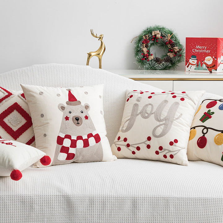 Christmas Embroidered Pillow Covers for Cozy Holiday Decor