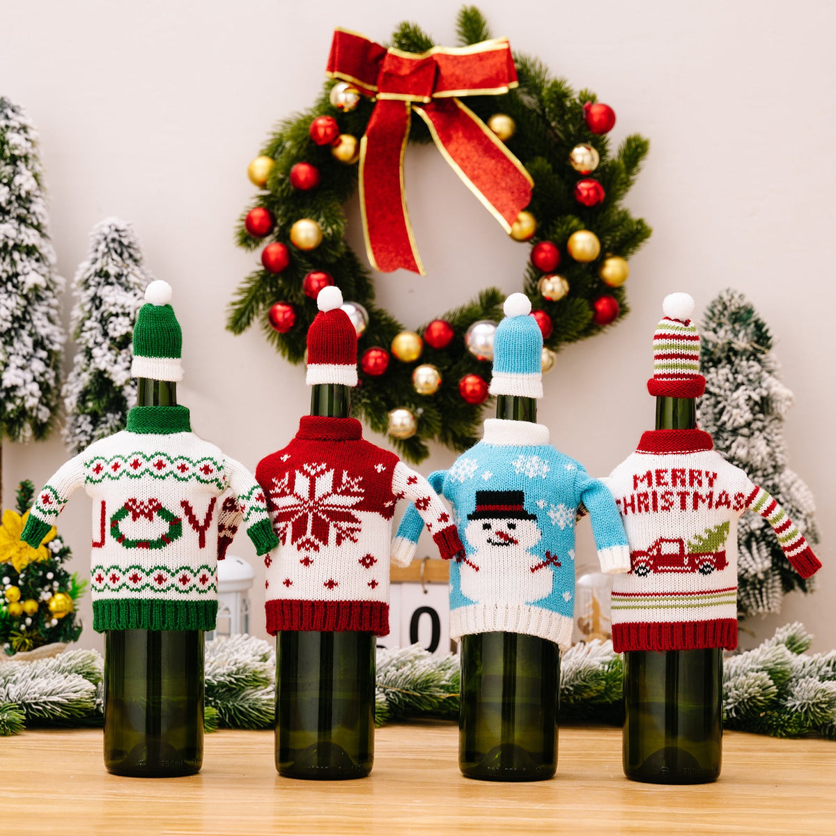 Christmas Wine Bottle Cover for Festive Table Decor