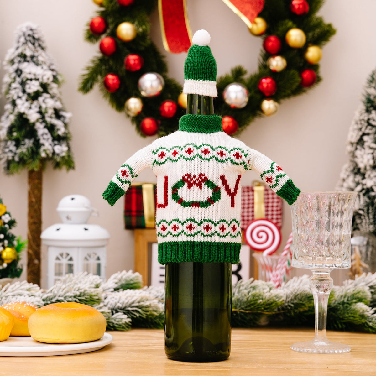 Christmas Wine Bottle Cover for Festive Table Decor