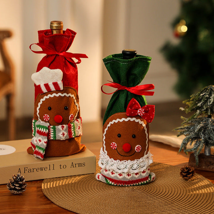 Christmas Bottle Covers – Gingerbread Holiday Décor