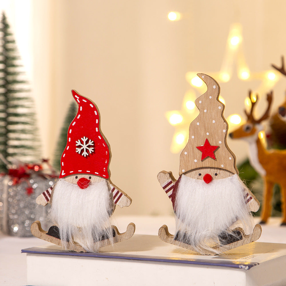 Christmas Wooden Santa Sleigh Ornament for Small Spaces