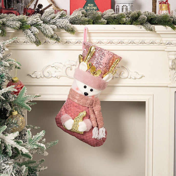 Pink Sequin Christmas Stockings for Festive Mantels