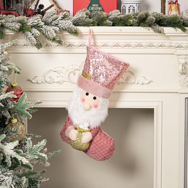 Pink Sequin Christmas Stockings for Festive Mantels