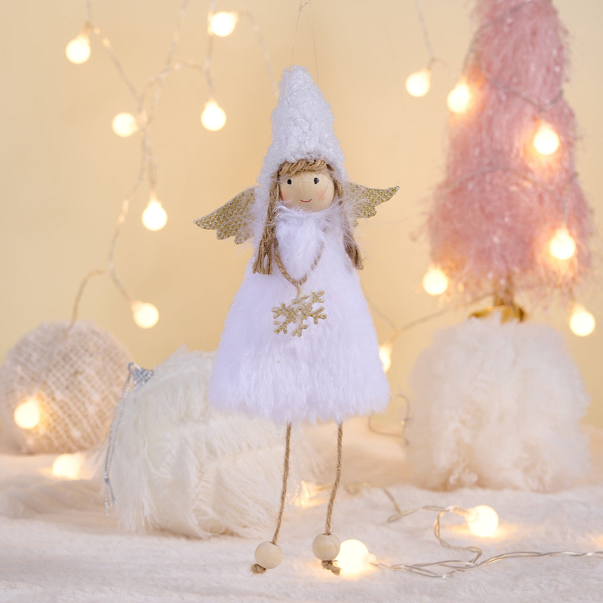 Christmas Angel Ornaments Set of 3 Pastel Tree Decor
