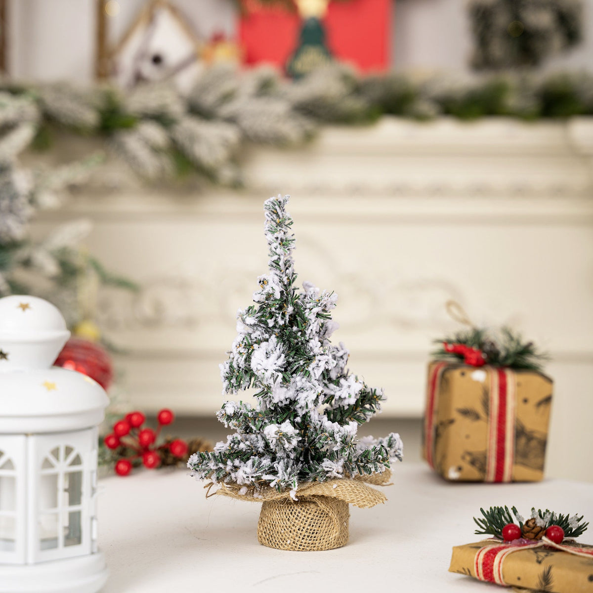 Snowy Mini Christmas Tree for Small-Space Holiday Decor