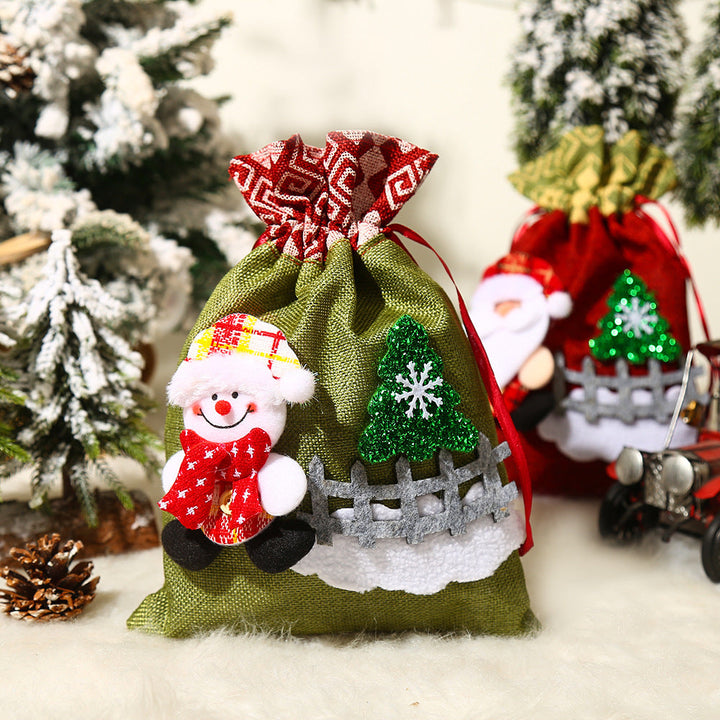 Christmas Gift Bags Set of 2 Reusable Snowman Pouches