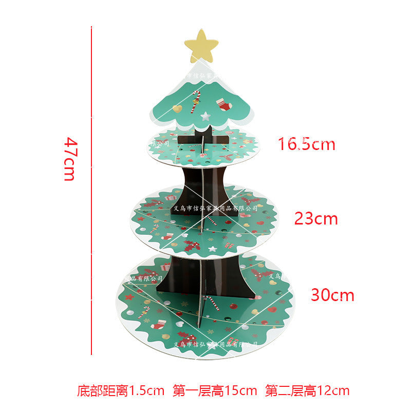 Three-Tier Christmas Cake Stand Dessert Table Display
