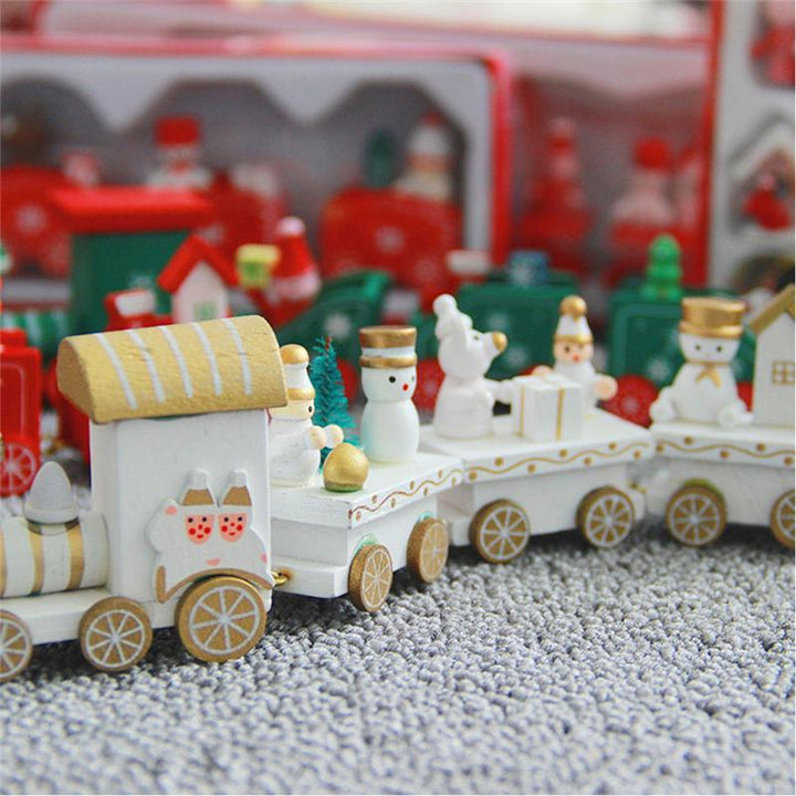 Wooden Christmas Train Decor for Cheerful Festive Displays
