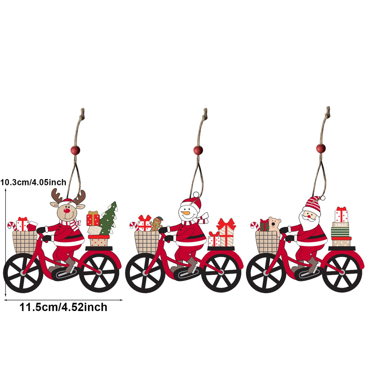 Wooden Christmas Bicycle Ornament for Rustic Cheer