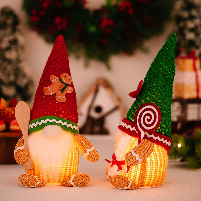 Christmas Gnome Figurines with Warm Glowing Lights