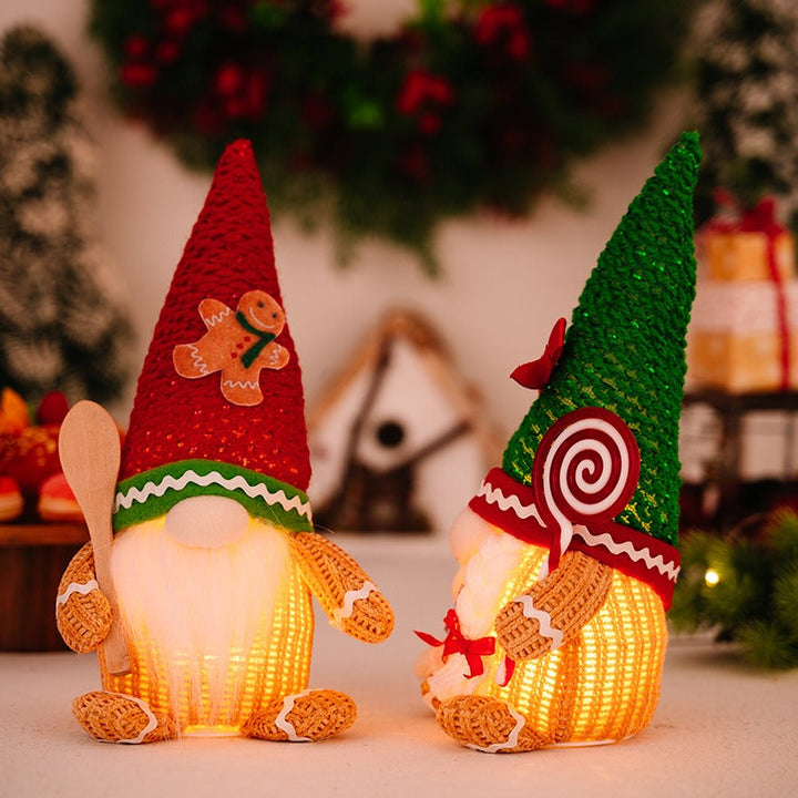 Christmas Gnome Figurines with Warm Glowing Lights