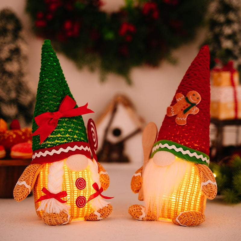 Christmas Gnome Figurines with Warm Glowing Lights