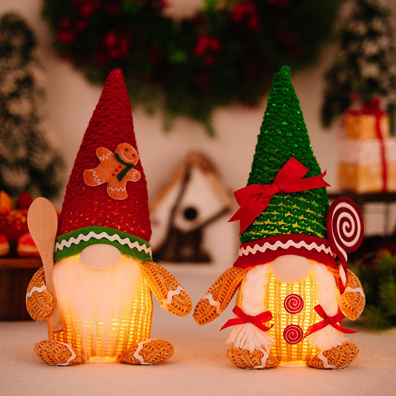 Christmas Gnome Figurines with Warm Glowing Lights