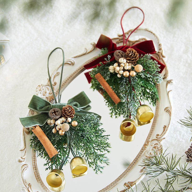 Christmas Bow Bell Ornament for Rustic Tree Decoration
