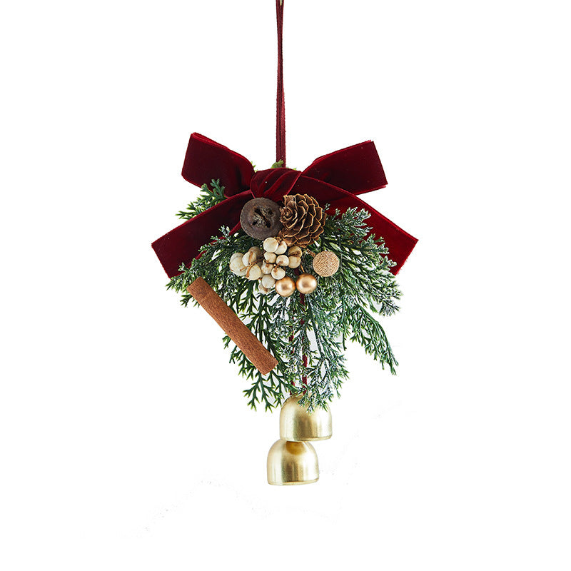 Christmas Bow Bell Ornament for Rustic Tree Decoration