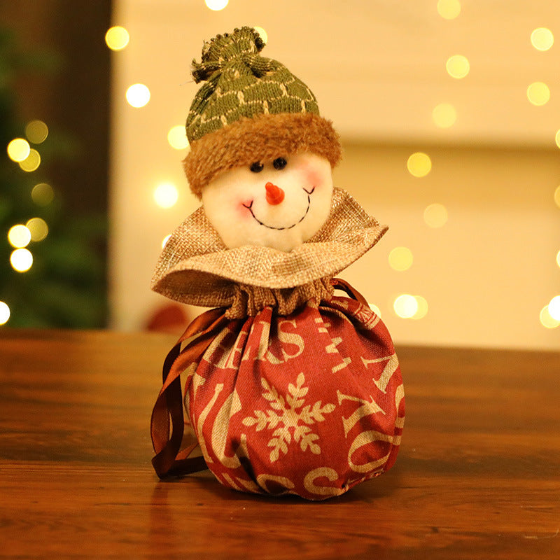 Christmas Gift Bags With Plush Snowman & Santa Decor