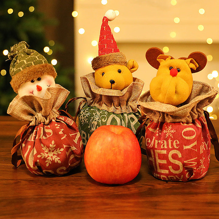 Christmas Gift Bags With Plush Snowman & Santa Decor