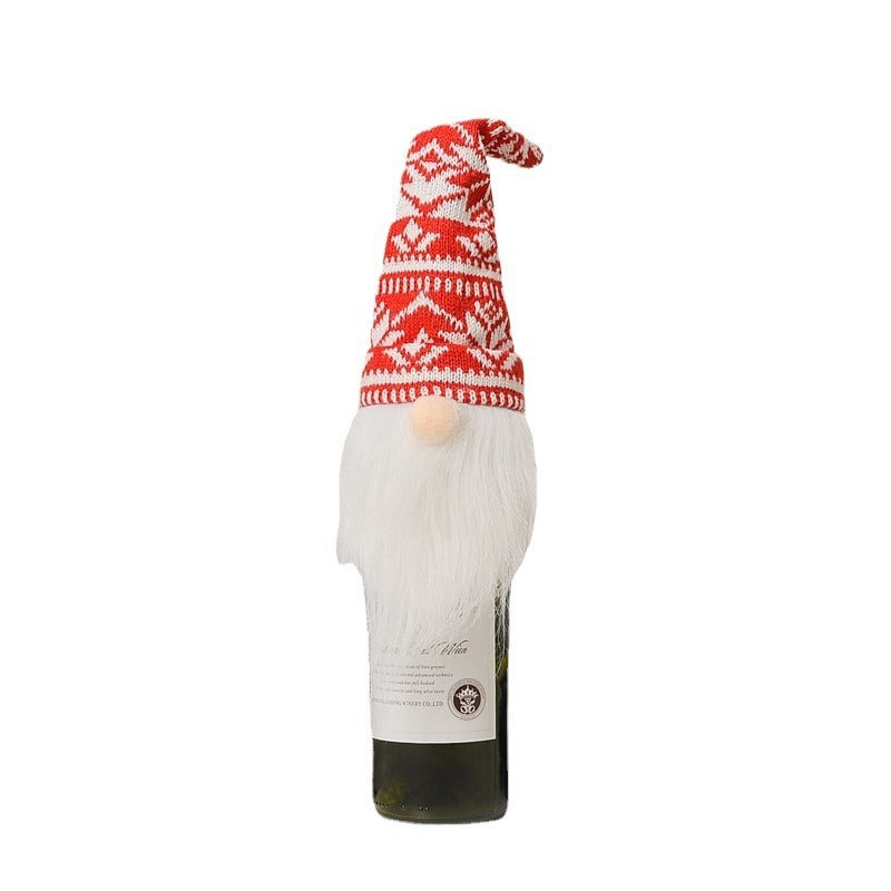 Christmas Wine Bottle Cover for Festive Gnome Decor