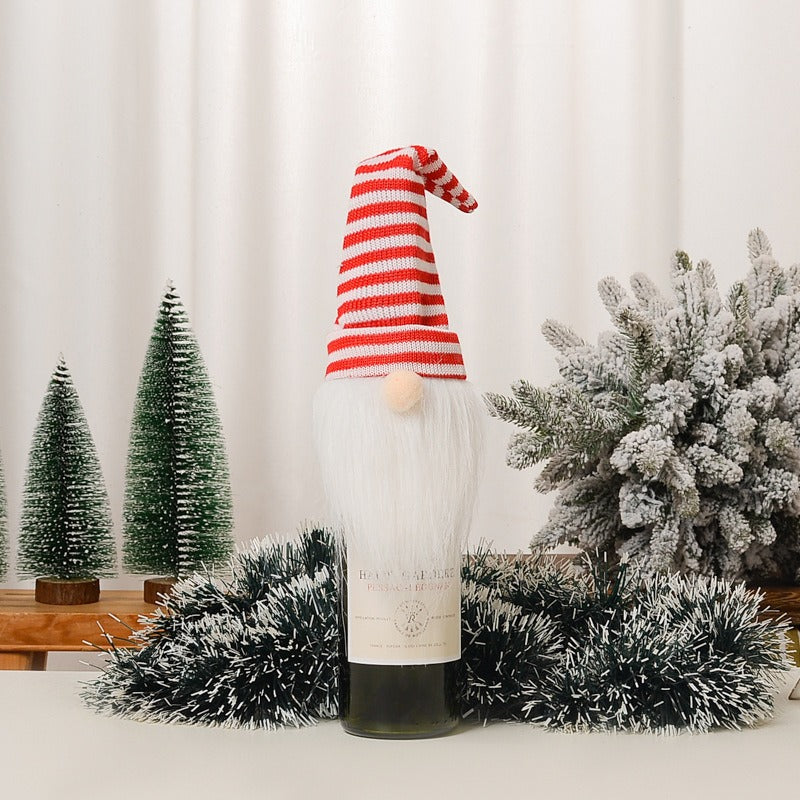 Christmas Wine Bottle Cover for Festive Gnome Decor