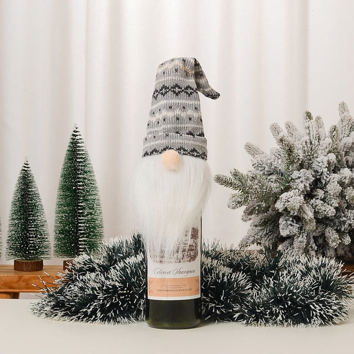 Christmas Wine Bottle Cover for Festive Gnome Decor