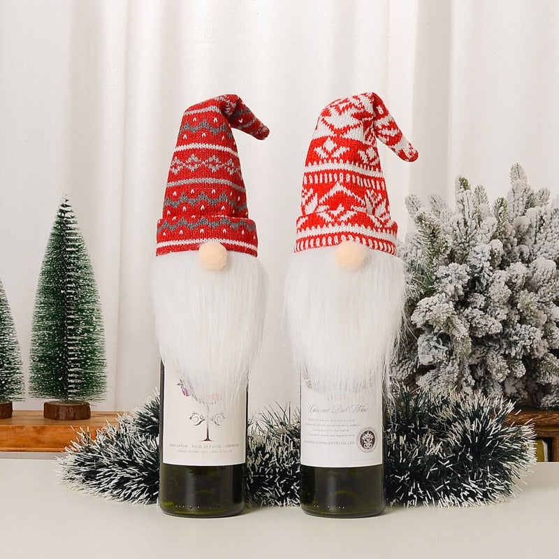 Christmas Wine Bottle Cover for Festive Gnome Decor