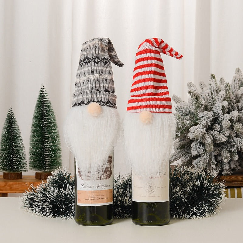 Christmas Wine Bottle Cover for Festive Gnome Decor