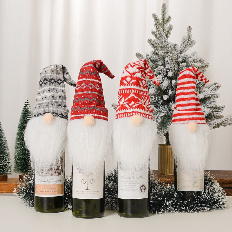 Christmas Wine Bottle Cover for Festive Gnome Decor