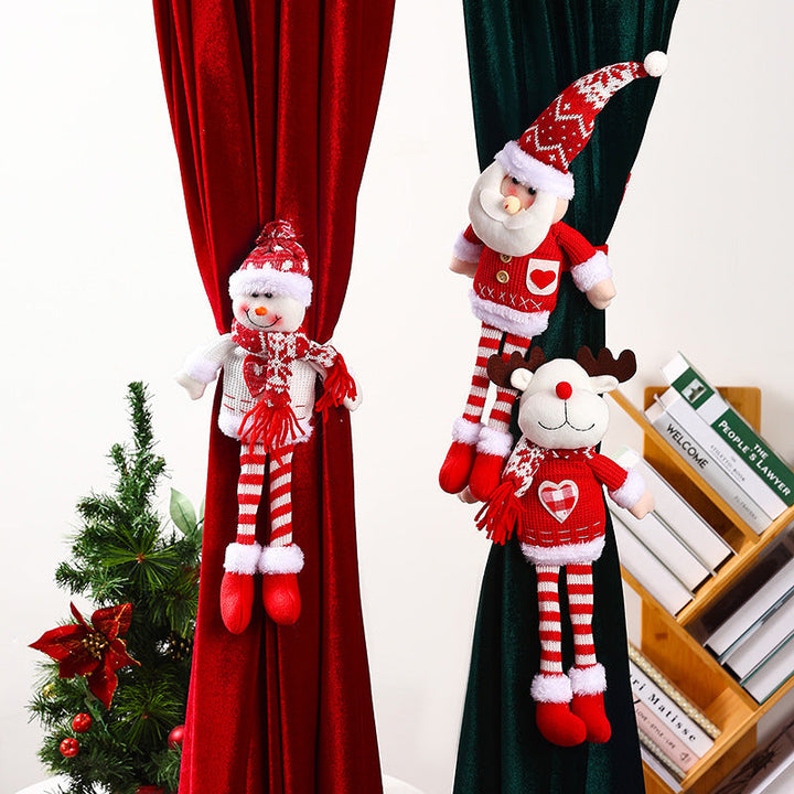 Knitted Santa Curtain Pendants – Set of 3 Christmas Decor