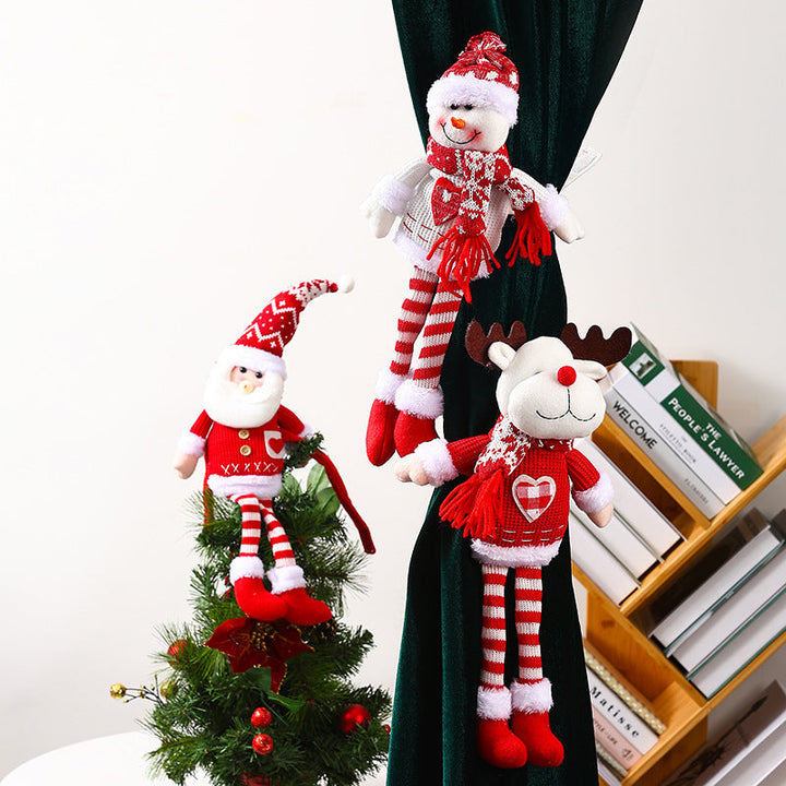 Knitted Santa Curtain Pendants – Set of 3 Christmas Decor