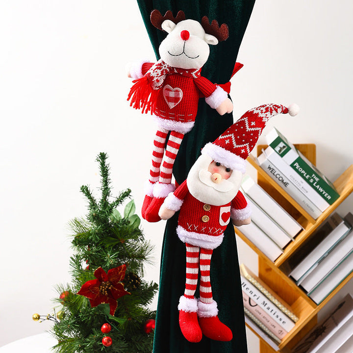 Knitted Santa Curtain Pendants – Set of 3 Christmas Decor