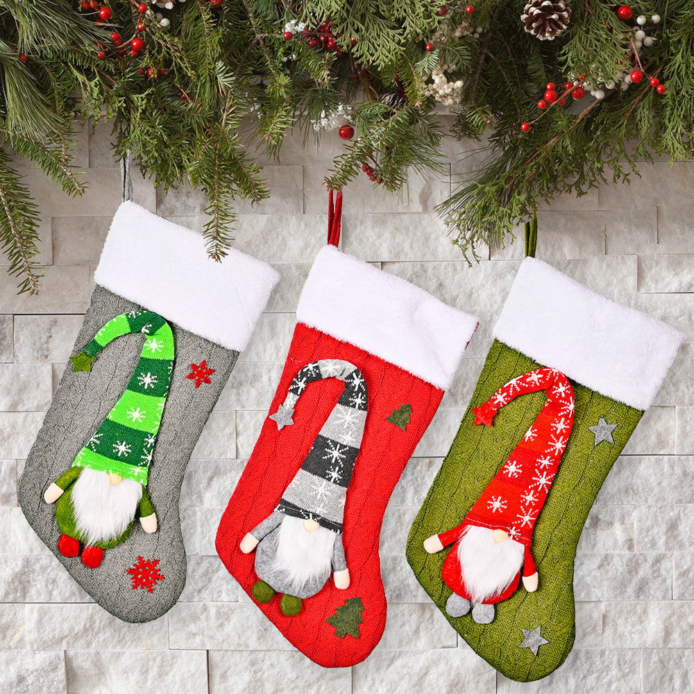Knitted Christmas Stocking Set for Festive Mantels