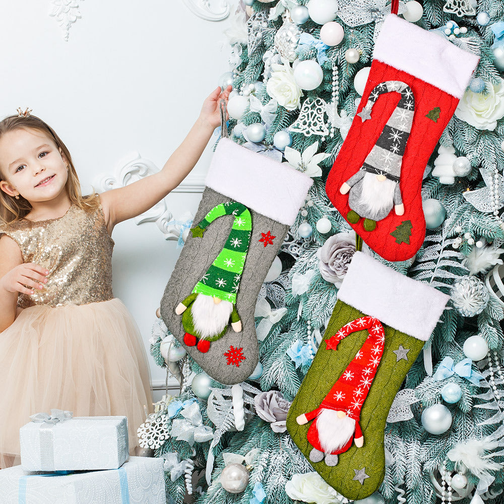 Knitted Christmas Stocking Set for Festive Mantels