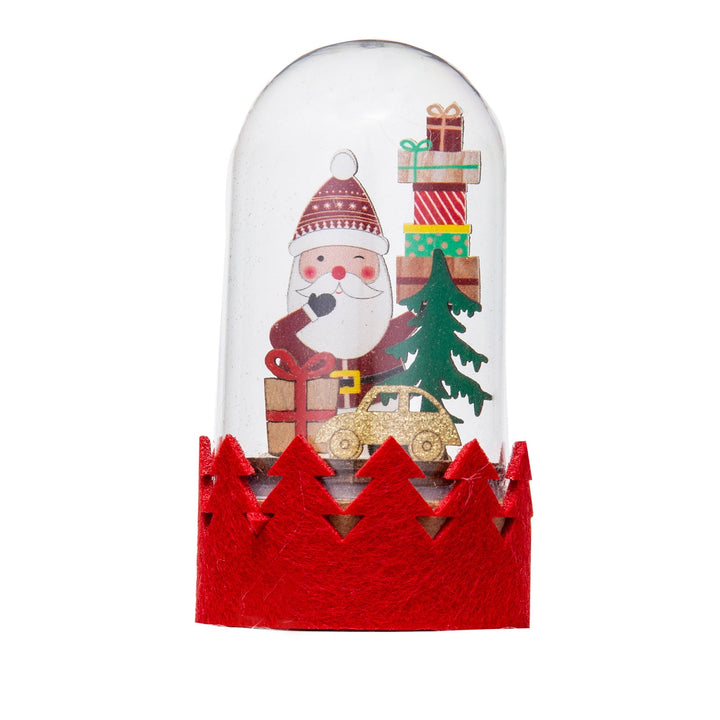 LED Wooden Santa Figurine Dome — Christmas Window Decor