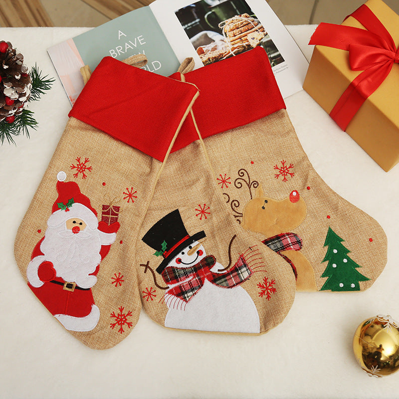 Linen Christmas Stocking for Cozy Holiday Gift Giving