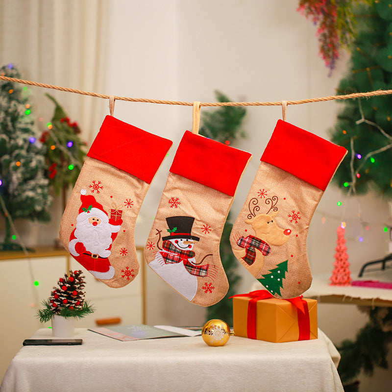 Linen Christmas Stocking for Cozy Holiday Gift Giving