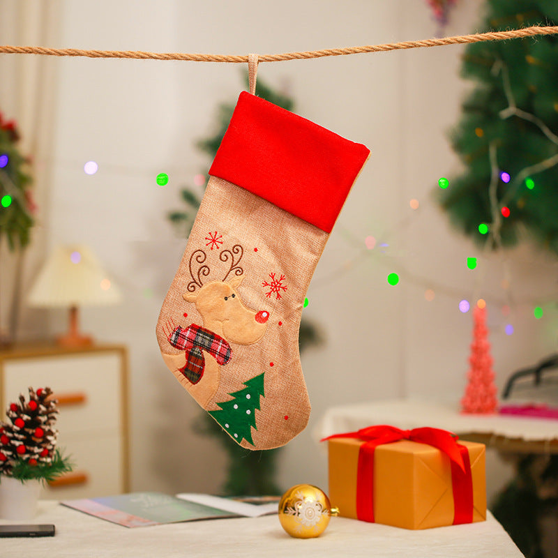 Linen Christmas Stocking for Cozy Holiday Gift Giving