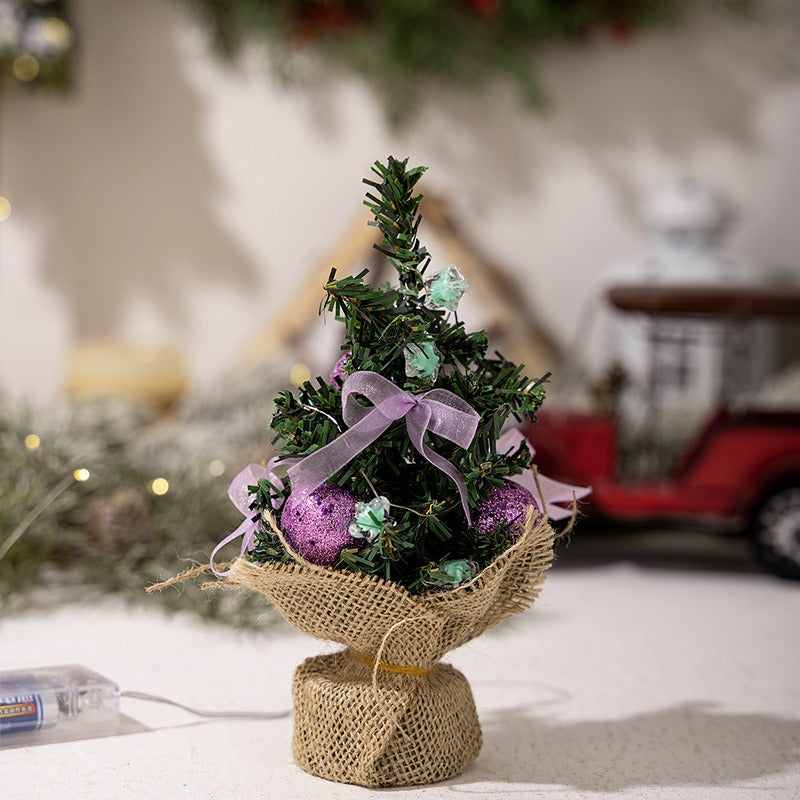 Mini Christmas Tree With Colorful Lights and Decor