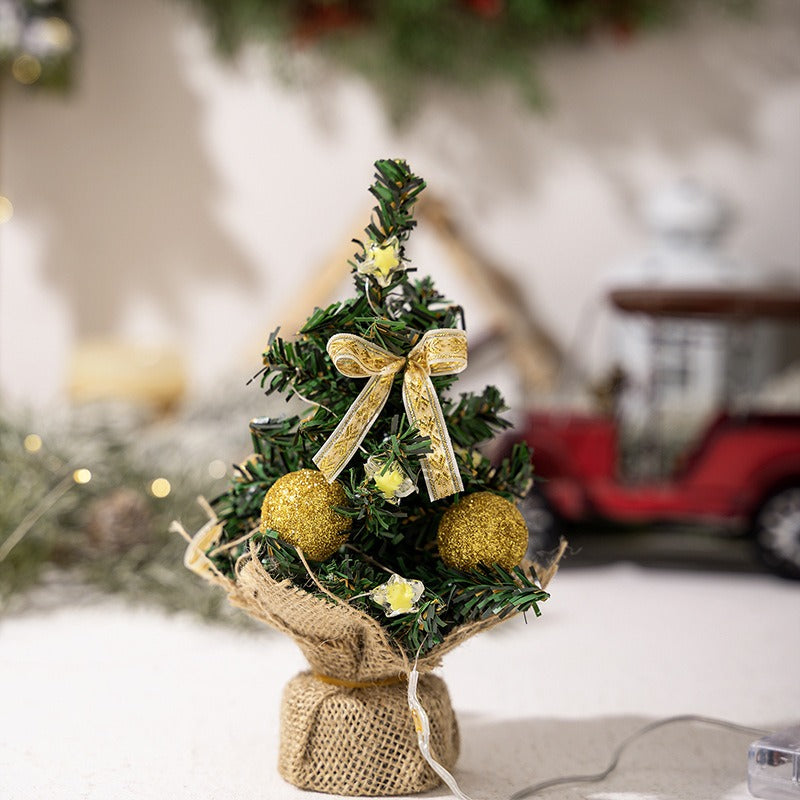 Mini Christmas Tree With Colorful Lights and Decor
