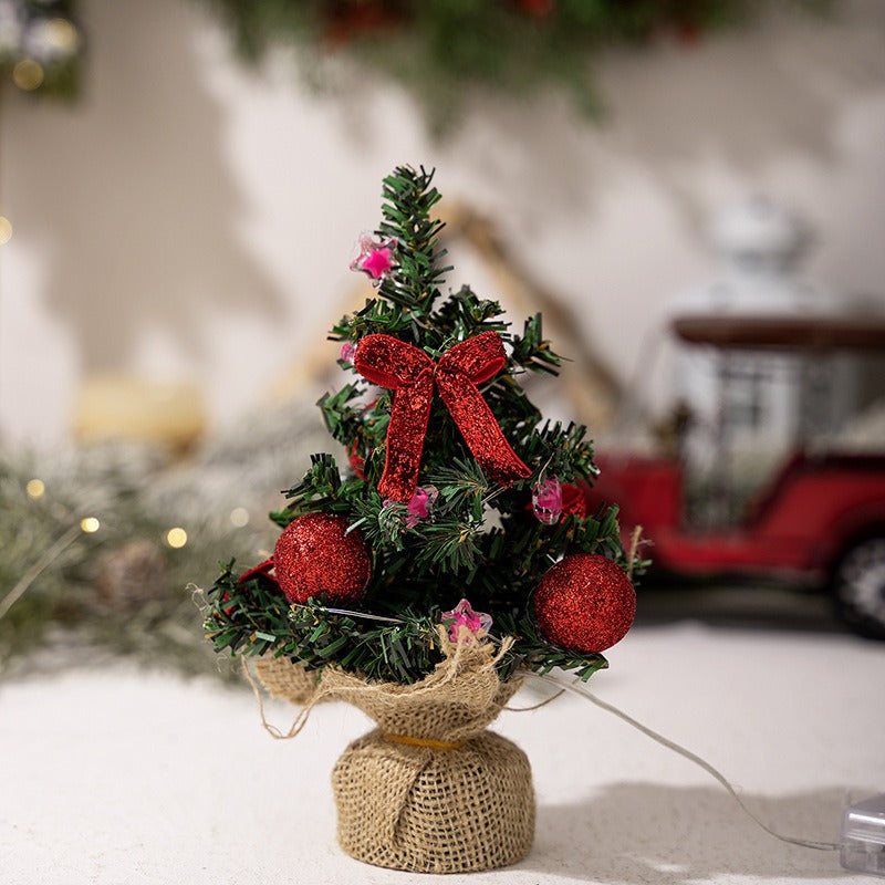 Mini Christmas Tree With Colorful Lights and Decor