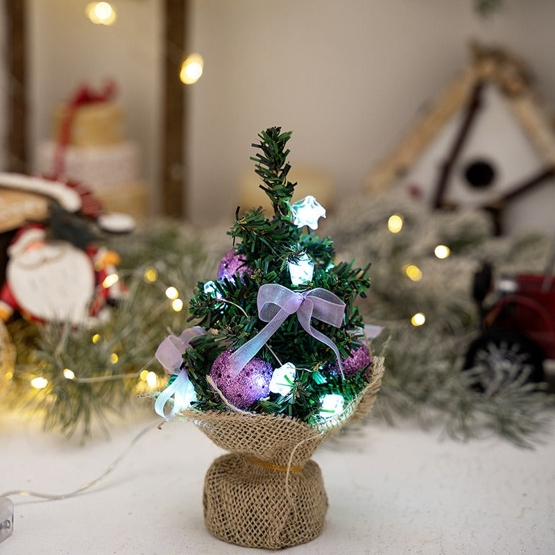 Mini Christmas Tree With Colorful Lights and Decor