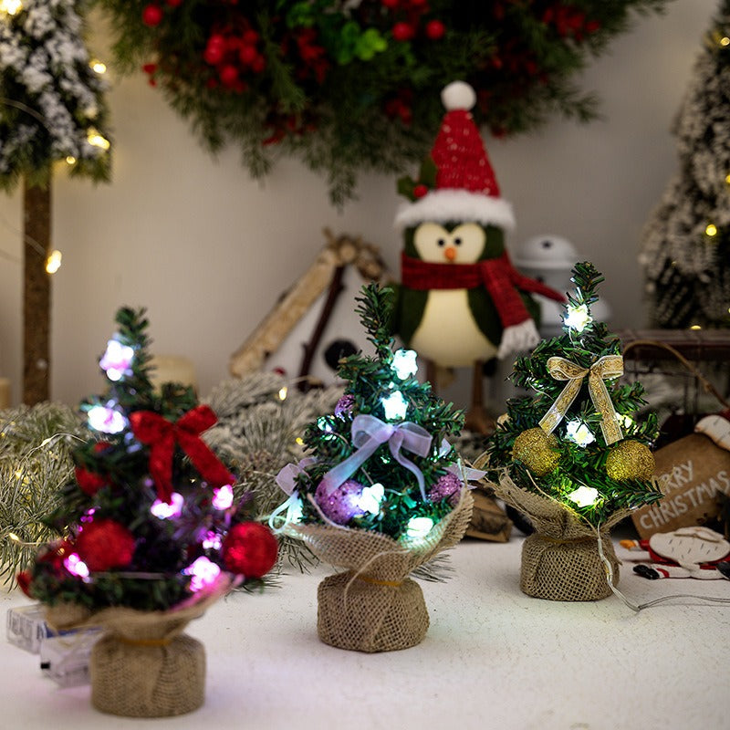 Mini Christmas Tree With Colorful Lights and Decor