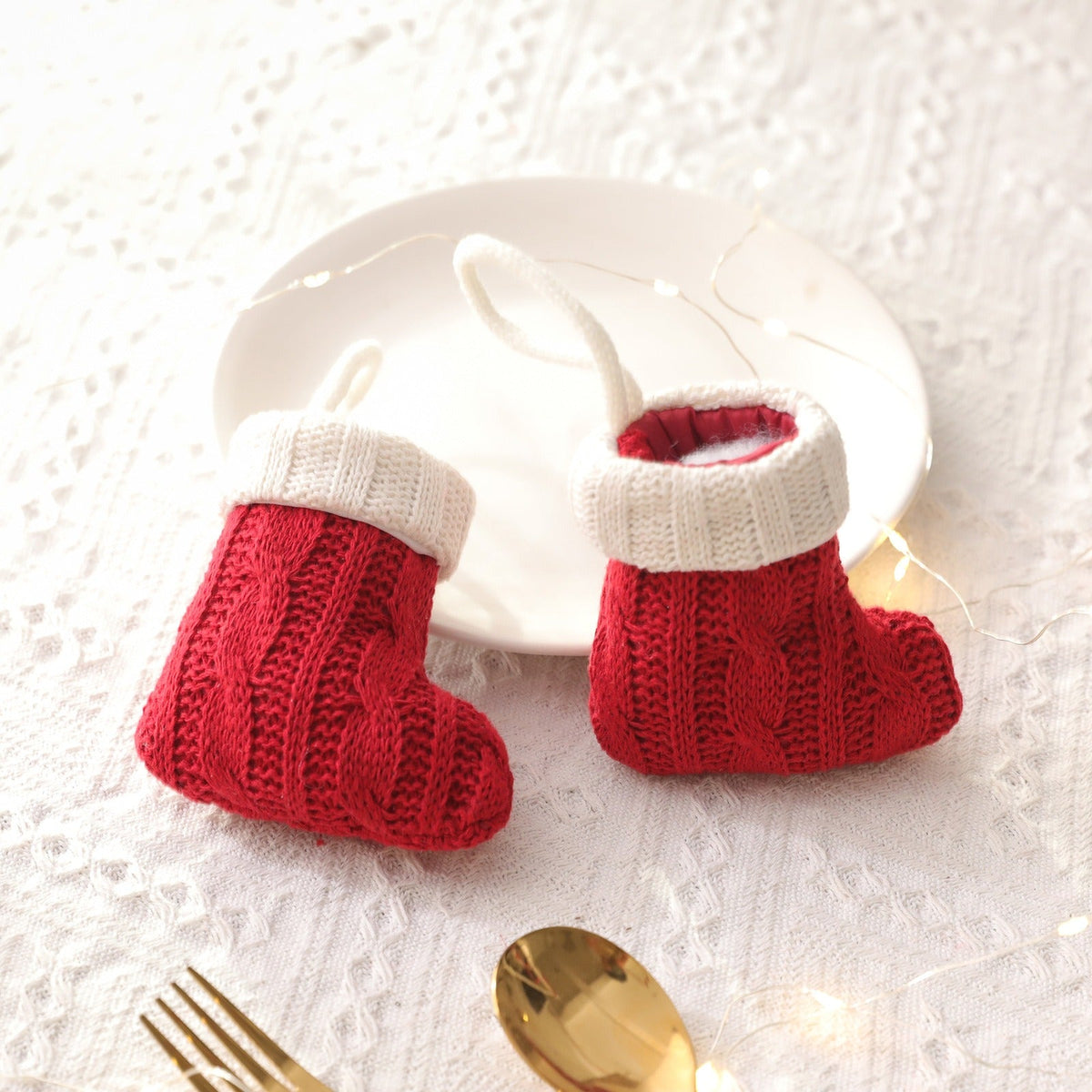 Mini Knitted Christmas Stockings for Festive Tables
