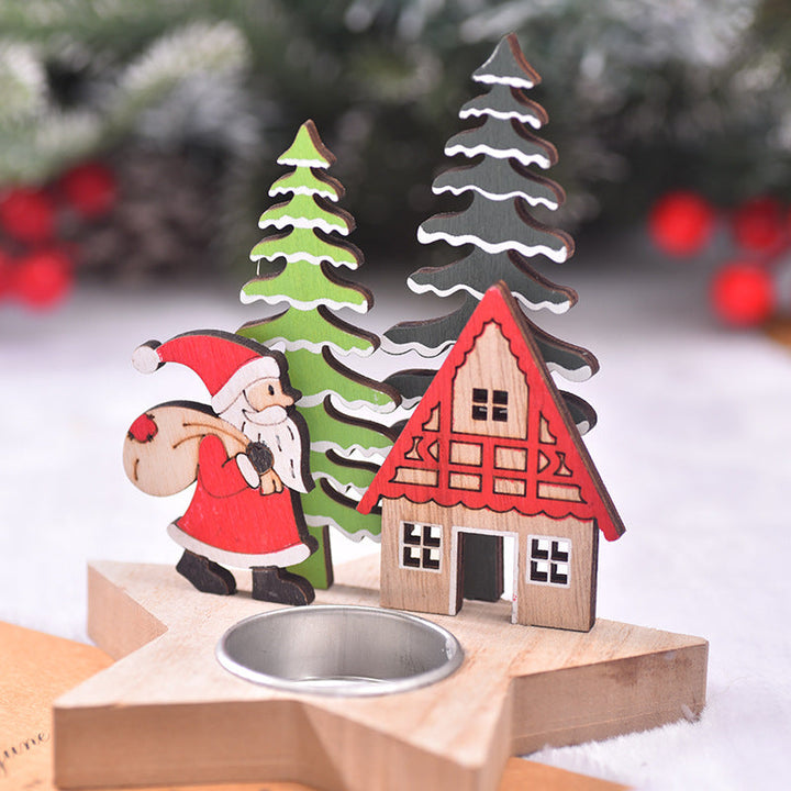Christmas Wooden Candle Holder for Cozy Table Decor