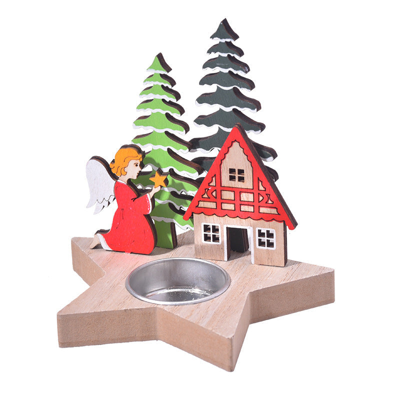 Christmas Wooden Candle Holder for Cozy Table Decor