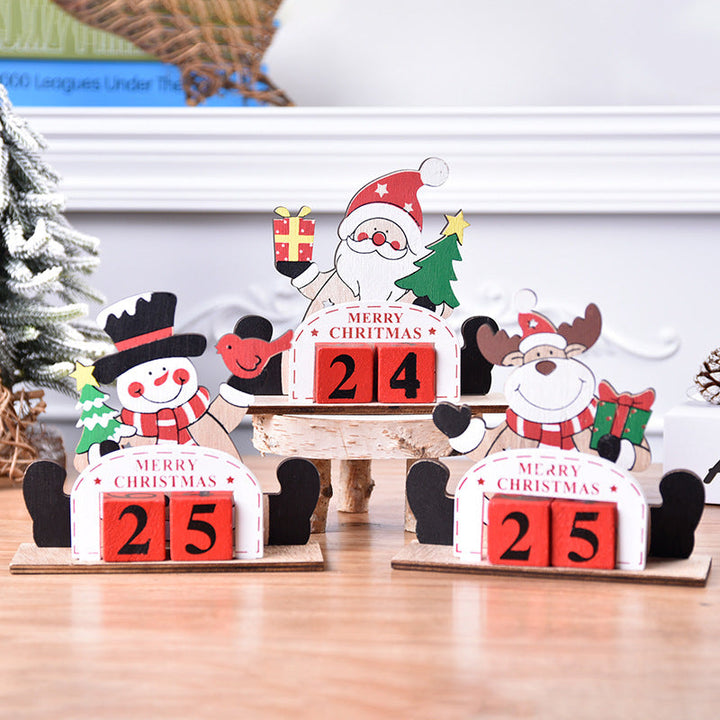Wooden Christmas Countdown Calendar for Tabletop Cheer