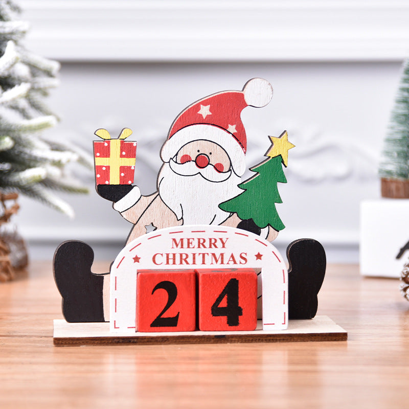 Wooden Christmas Countdown Calendar for Tabletop Cheer
