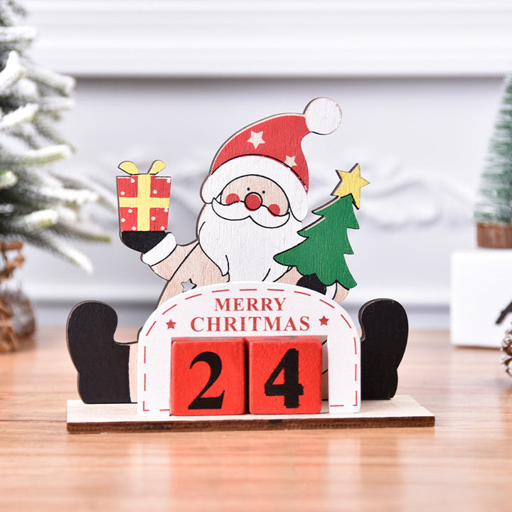 Wooden Christmas Countdown Calendar for Tabletop Cheer