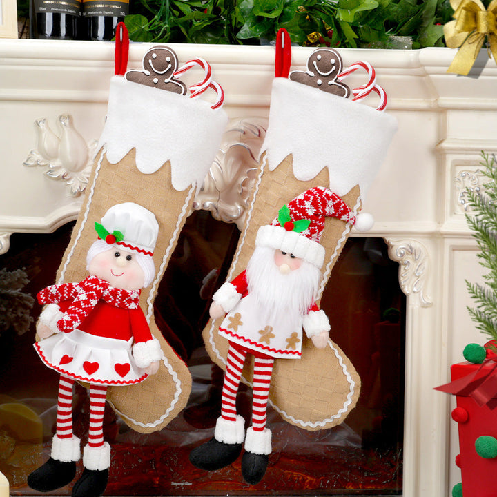 Christmas Chef & Santa Stocking Set for Festive Mantels