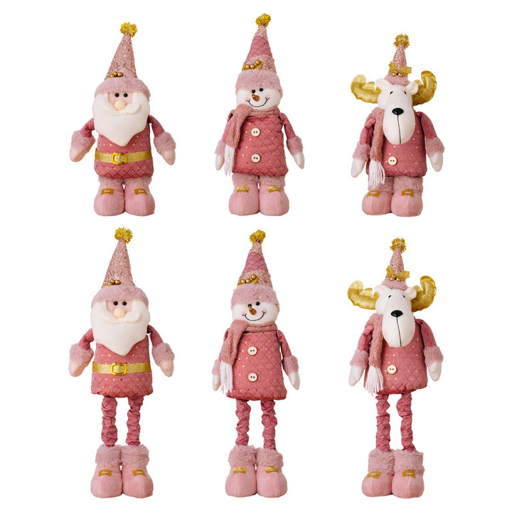 Pink Christmas Decoration Set – 3 Plush Holiday Dolls
