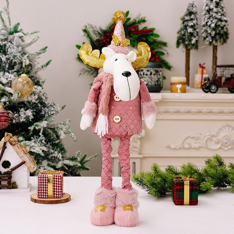 Pink Christmas Decoration Set – 3 Plush Holiday Dolls